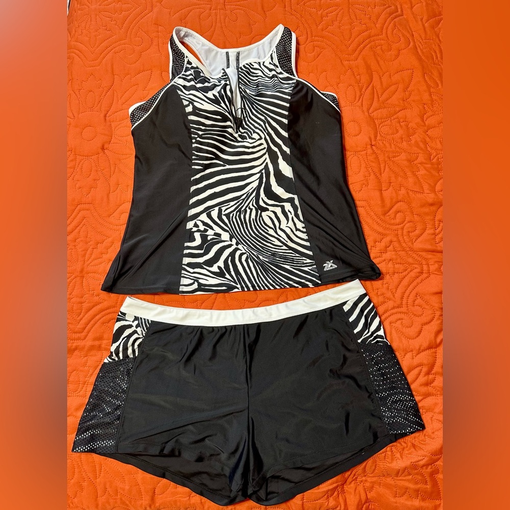 ZeroXposur Black and White Zebra Print Swim One Piece